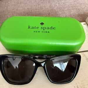 Kate Spade Black Cat Eye Sunglasses with Green Case
